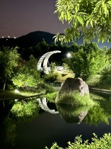 月亮桥影，水波间